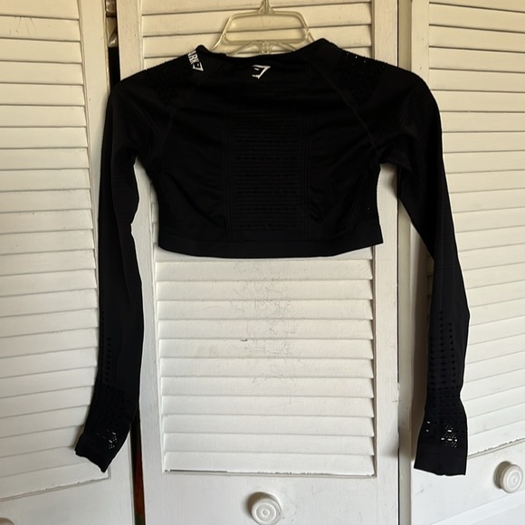 Gymshark Flawless Knit Long Sleeve Crop Top Black Sz S - Picture 7 of 11